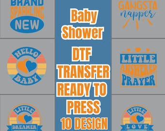 Baby Shower DTF Transfer Bundle, Newborn Worth the Wait Little Love Peanut Dreamer Mini Boss Shirt Designs for Infant Outfits