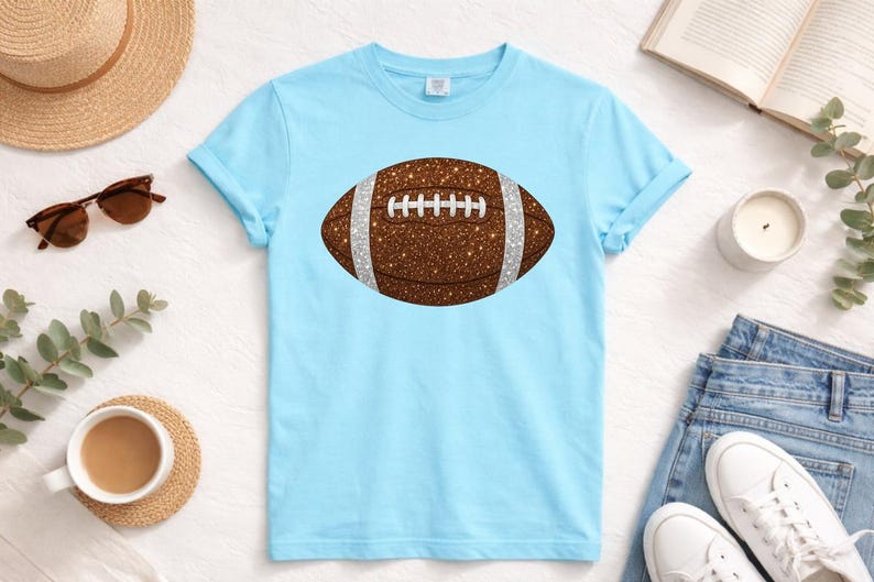 Sparkle Glitter Look Football DTF Transfer, Football Game Day Transfer, American Football Ready to Press, Touchdown DTF Print for Apparel image 5
