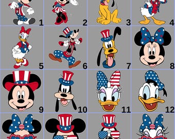 Disney 4th of July DTF Transfer, Mickey Minnie Patriotic Iron On, Red White and Blue Independence Day, Ready to Press Disney Family Trip