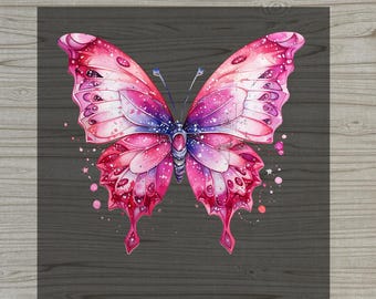 Breast Cancer Awareness Pink Butterfly DTF Transfer, Watercolor Splash DTF Print, Ready To Press Heat Transfer, Survivor Support Tee Design