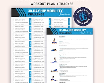 30 Day Hip Mobility Challenge Yoga Block Routine Printable Tracker Beginner Hip Flexibility Plan