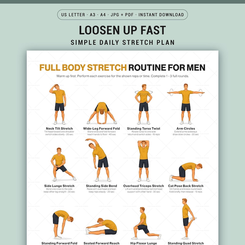 Daily Full Body Stretch Routine Daily Stretching Poster - Etsy