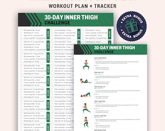 Sfida di 30 giorni per l'interno coscia: programma di allenamento progressivo stampabile da fare a casa senza attrezzi.