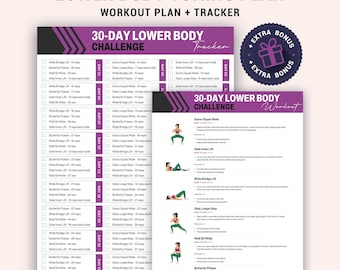 Sfida di tonificazione della parte inferiore del corpo: programma di allenamento stampabile di 30 giorni, adatto ai principianti e senza bisogno di attrezzature.