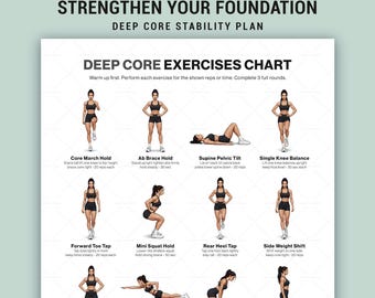 Deep Core Exercises Printable Poster For No Equipment Home Workout Pdf Standing Floor