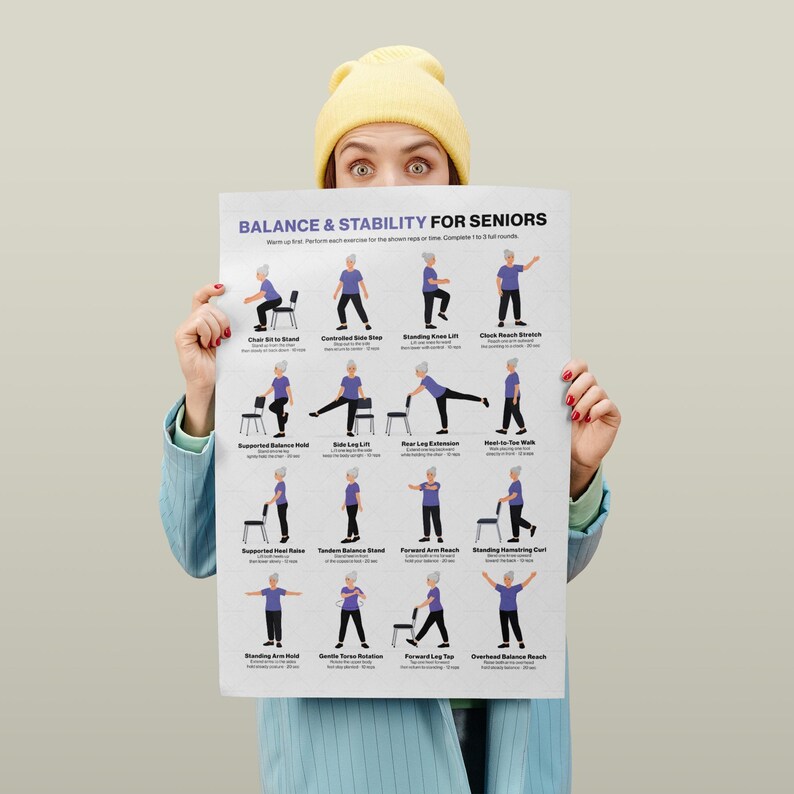 Balance Stability Exercises for Seniors Printable Gentle Home Training ...