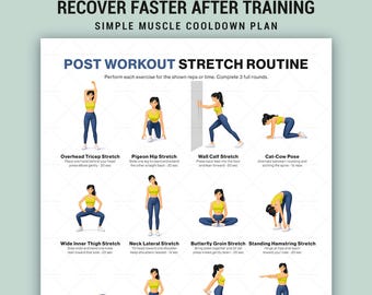 Post Workout Stretch Routine Printable, Full Body Relax Stretch Chart, Home Gym Poster
