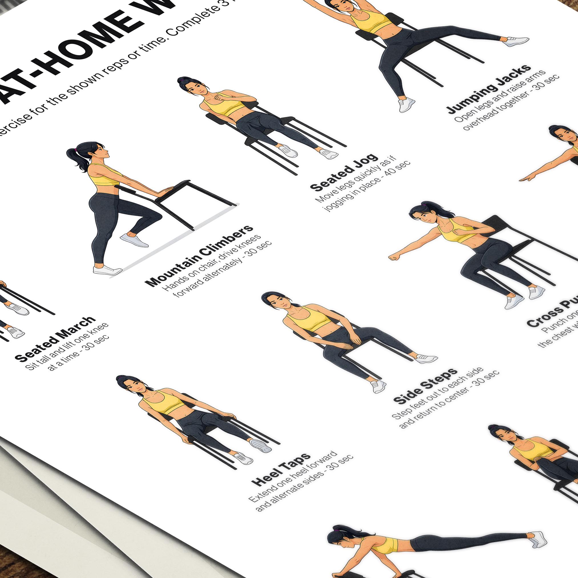 Cardio Routine Print Off Printable Chair Cardio Workout Chart Low Impact Full Body Home Exercise ...