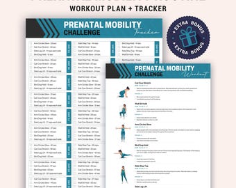 Prenatal Mobility Challenge Printable 30 Day Tracker Gentle Pregnancy Mobility Routine No Equipment
