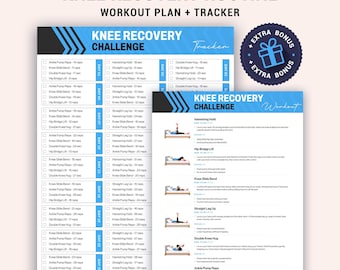 Knee Recovery Challenge Printable, 30 Day Knee Rehab Exercises At Home Bed Routine Tracker