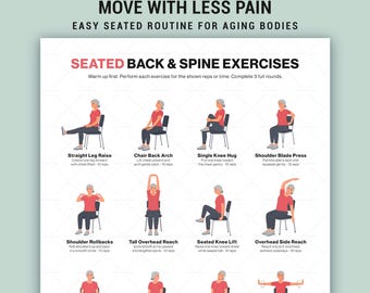 Chair Back Exercises Printable Poster For Seniors Featuring Gentle Seated Spine Mobility Routine