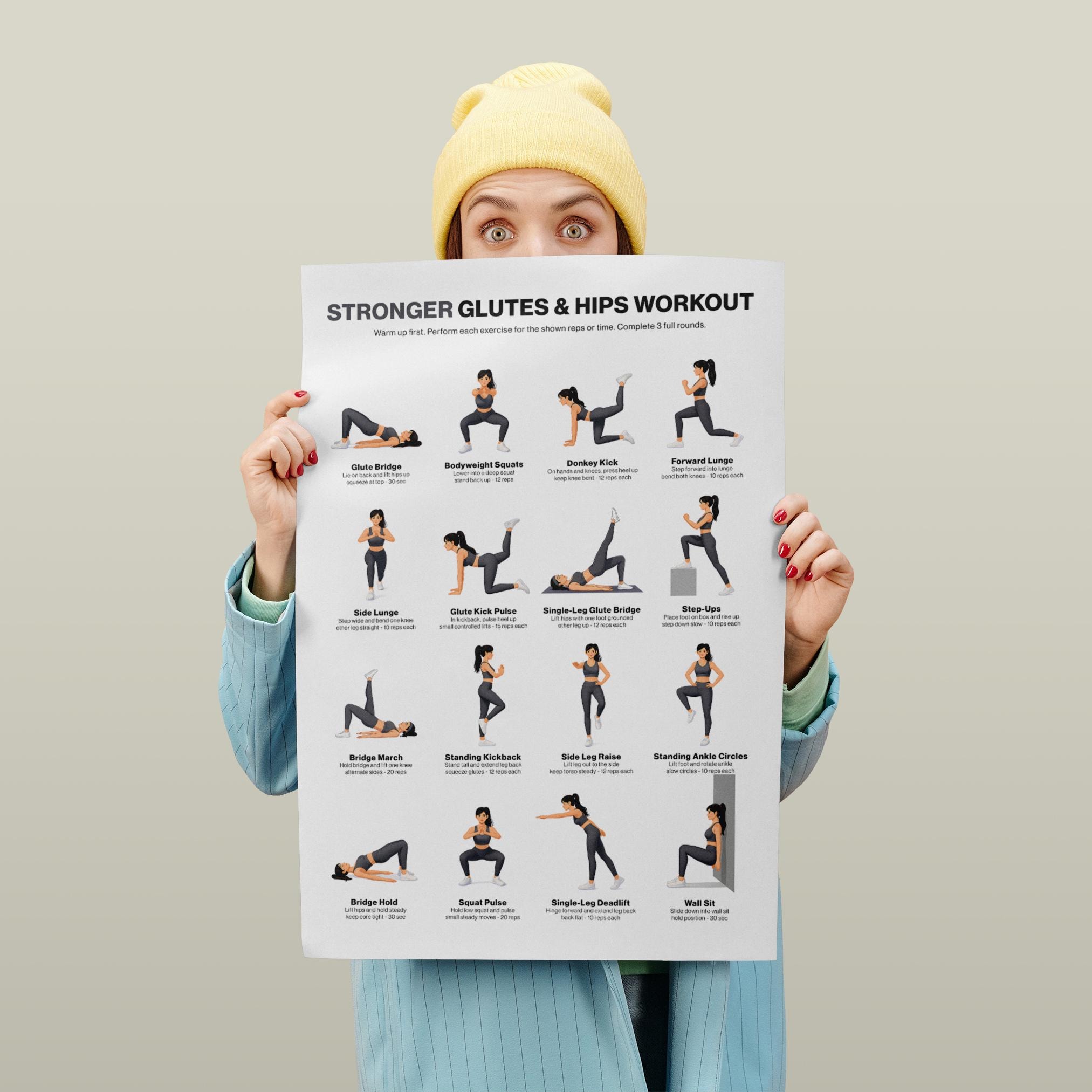 Glute and Hips Workout Poster Printable Lower Body Home Gym Chart for ...