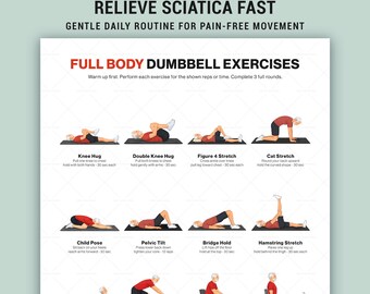 Utskrivbara övningar för lindring av ischias för rörlighet vid smärta i nedre delen av ryggen och nervstretchrutin