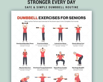Standing Dumbbell Exercises For Seniors Printable Chart With Illustrated Strength Training Routine Pdf