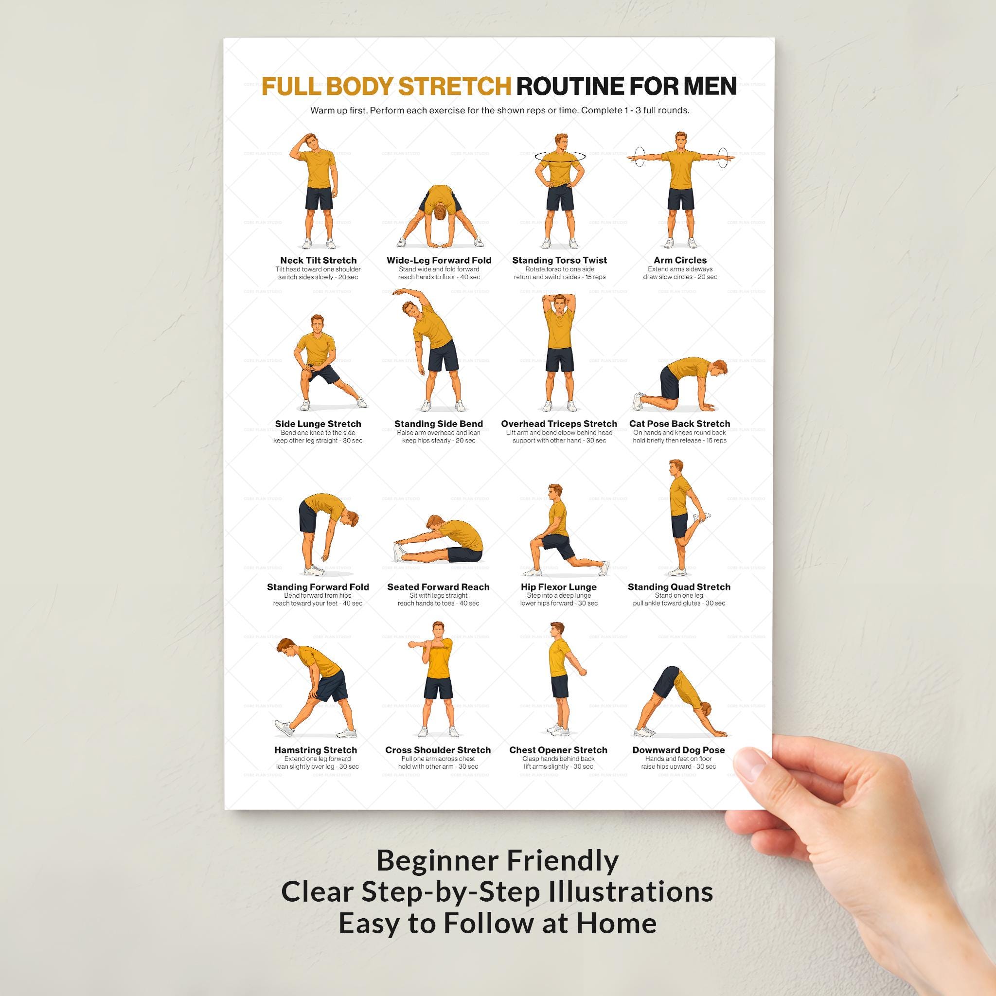 Mobility And Stretching Routine Chart.pdf Daily Stretch Routine for Men Printable Poster, Full Body Flexibility ...