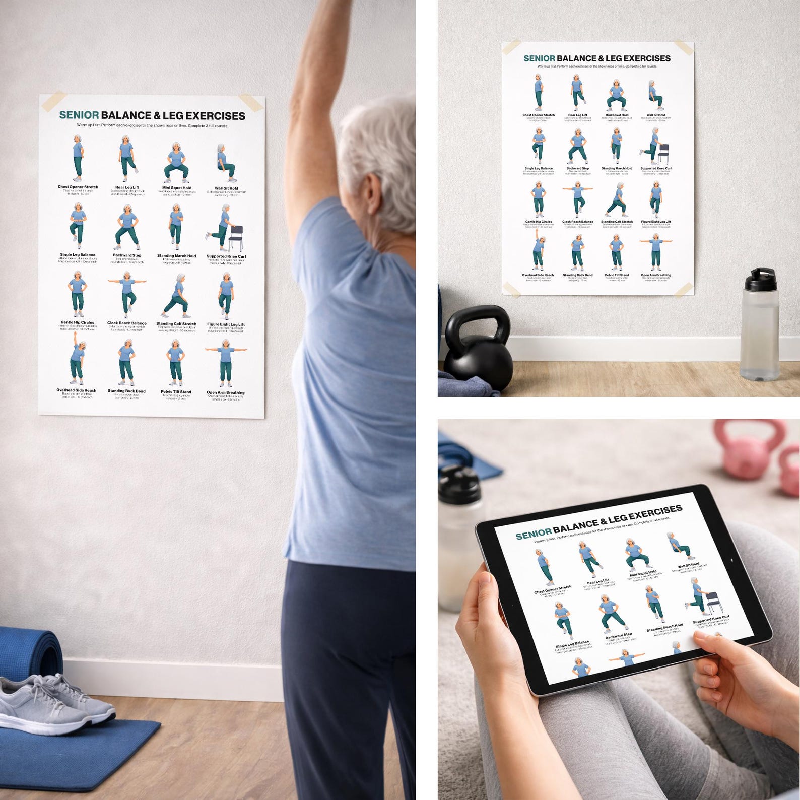 Balance Leg Exercises for Seniors Printable Standing Stability Workout ...