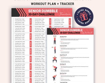 30 Day Senior Dumbbell Workout Printable Strength Challenge Tracker Full Body Beginner Routine