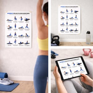 Digital pelvic floor exercise poster in A4 A3 A5 and US Letter print sizes