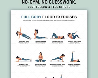 Full Body Floor Workout Printable Bodyweight Home Exercise Chart No Equipment