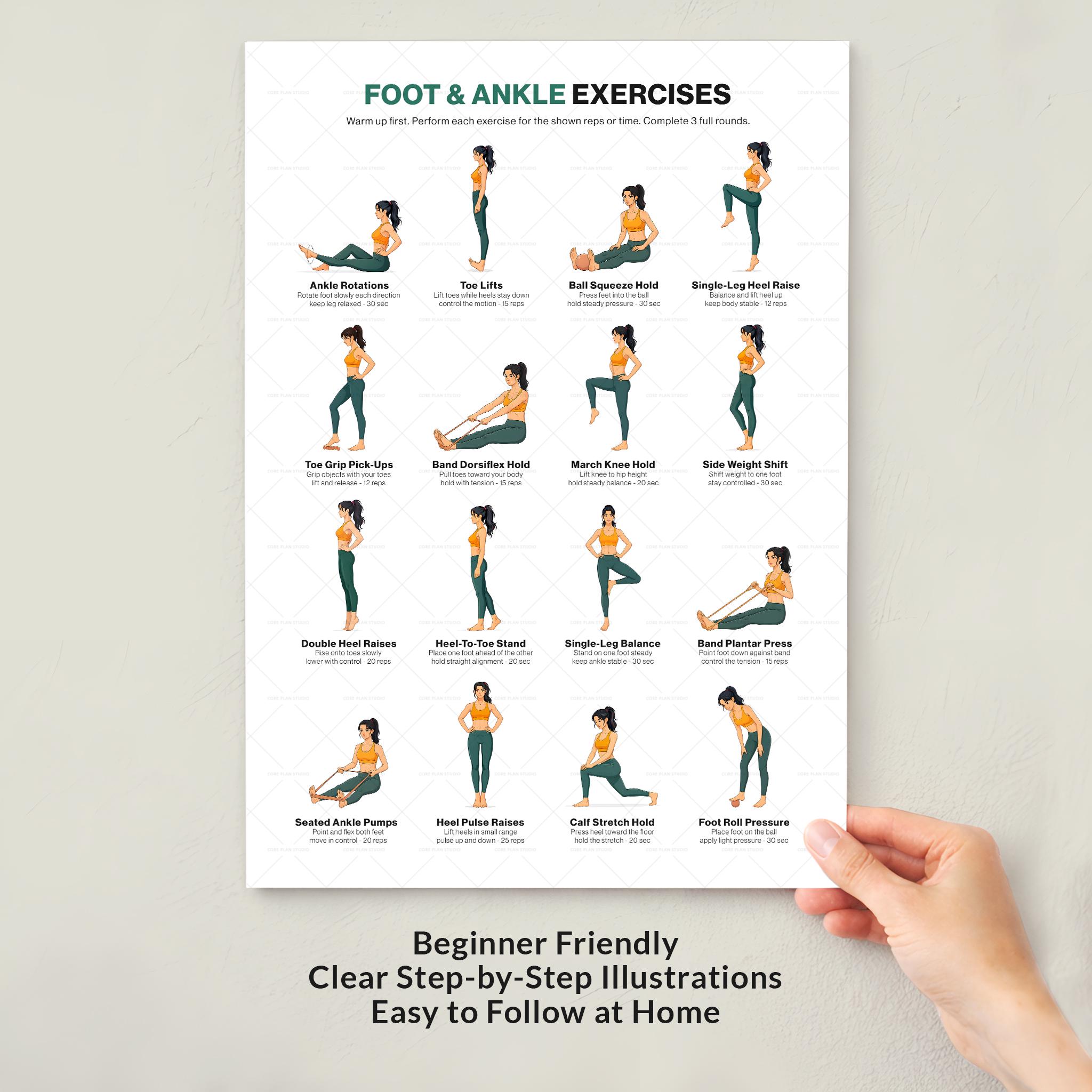Foot & Ankle Exercises Chart Printable Home Mobility Routine Poster ...