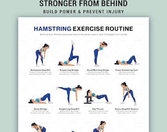 Hamstring Workout Chart Printable Poster For Glutes And Leg Day Training Home Gym