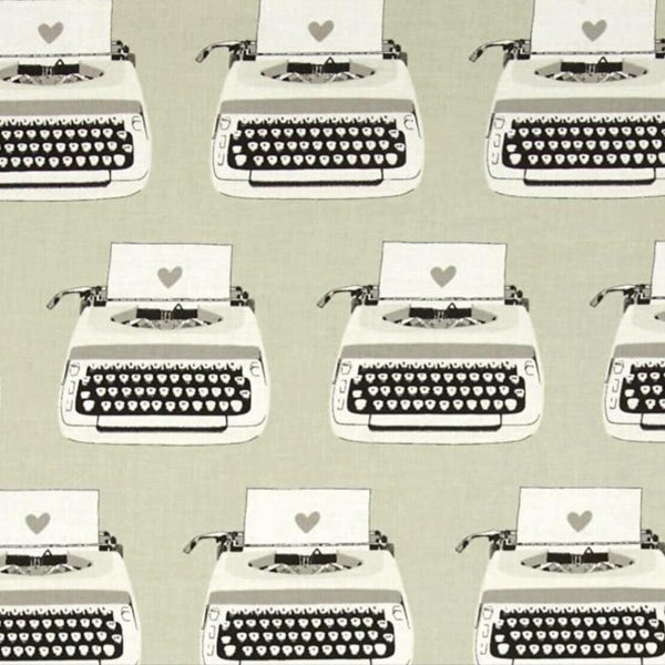 1/2 yard Cotton + Steel Melody Miller Typewriter Fabric Black & White Collection 2015, grey, OOP HTF