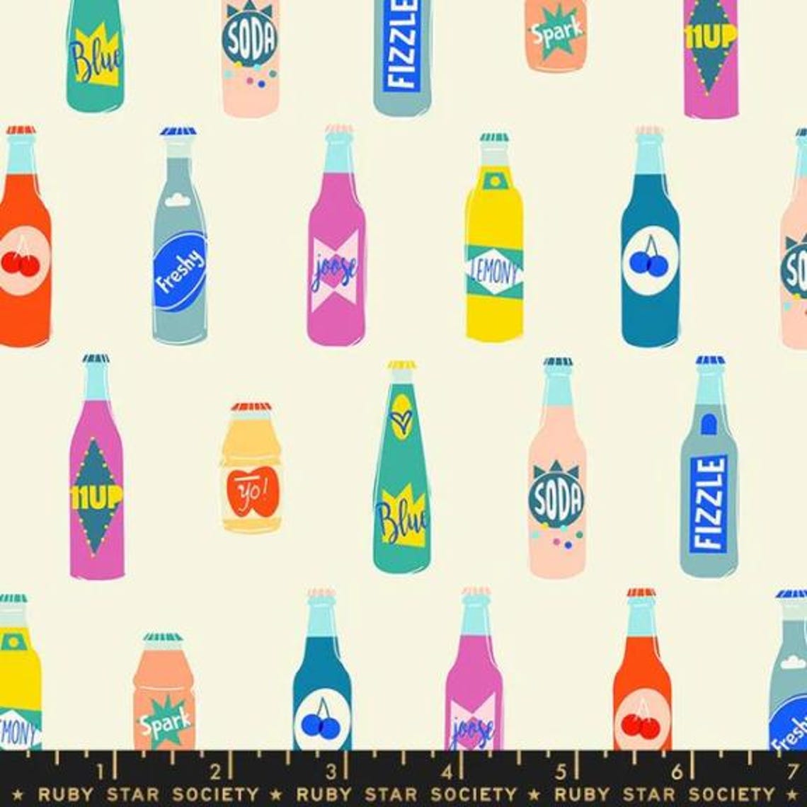 1/2 Yard POP! Bottles Cream Soda off Natural Rashida Coleman Hale's ...