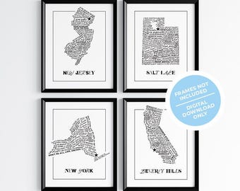 Mapas con citas de Real Housewives — Juego de 4 piezas — 8x10