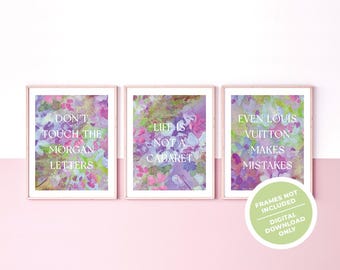 Láminas artísticas con citas de RHONY — Decoración floral abstracta para pared (descarga digital)