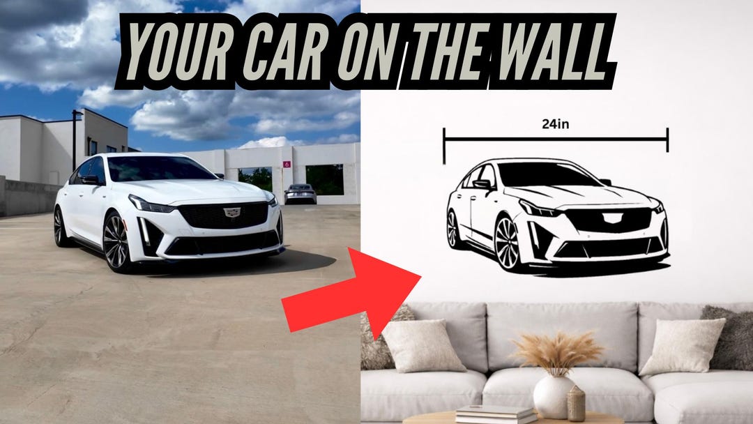 Custom Car Outline Vinyl Decal, Personalized Wall Art - Etsy