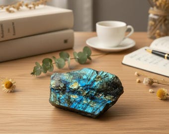 Labradorite blu brillante / Cristallo grezzo curativo / Gemma metafisica naturale