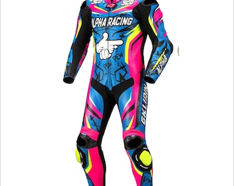 Macacão de couro personalizado para motociclismo | Macacão de pista para motociclismo com proteção certificada pela CE