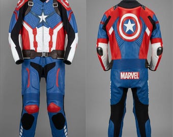 Novo macacão de couro para corrida de motociclistas do Capitão América