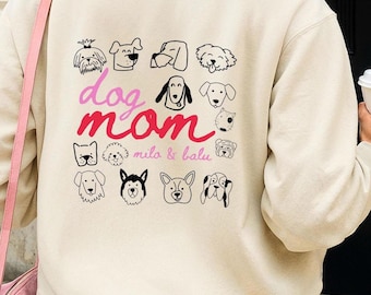 Personalisiertes Doodle Dog Mom Sweatshirt – Hunde Namen Shirt – Geschenk für Hundemama – Dog Lover Shirt