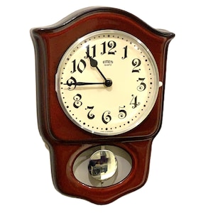 NOS EMES Quartz Ceramic Pendulum Wall Clock, Vintage German Schoolhouse Style, New Movement