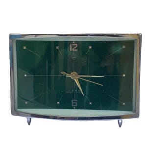 Diamond Mechanical Table Clock, Green Dial, NOS Original Box, 1980s
