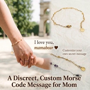 Custom Morse Code Bracelet, Personalized Secret Message Jewelry, Gold or Silver Chain, Natural Gemstones