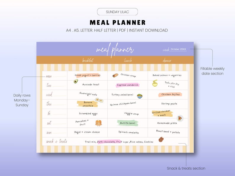 Fillable + Printable Weekly Meal Planner and Grocery List (PDF Download ...