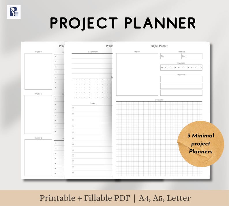 Printable Project Planner PDF, Task Tracker , Work Project , Student ...
