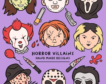 Horror Movies Clipart - Cute Horror Character - Spooky Illustration ...