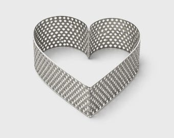 Set di anelli per crostatine a forma di cuore traforati, stampo per pasticceria in acciaio inox, strumento professionale per la cottura.