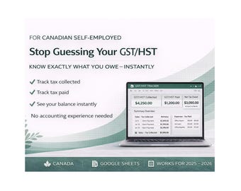 GST HST Tracker Canada 2025 Google Sheets Template for Self Employed Tax Spreadsheet Small Business CRA