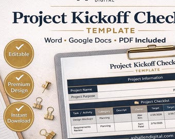 Project Kickoff Checklist Template | Editable Word, Google Docs (PDF)