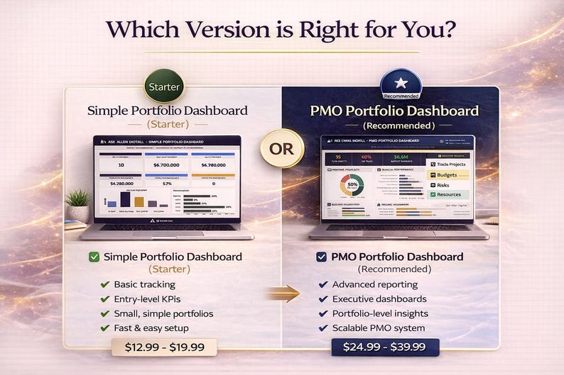 Project Portfolio Excel Dashboard | PMO Template | Multi Project ...