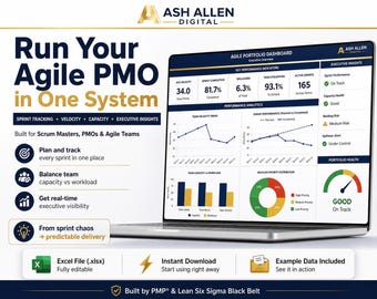 Scrum Dashboard Excel | Sprint Tracker och hastighetsdiagram | Teamkapacitetsplanerare | Agilt projektledningsverktyg