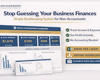 Sistema de contabilidade simples em Excel | Controle de receitas e despesas com painel de lucros