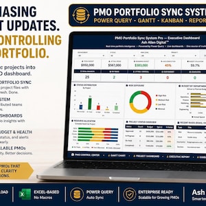 PMO Dashboard PRO Sync Excel Template | Project Portfolio Management | Power Query Gantt Kanban