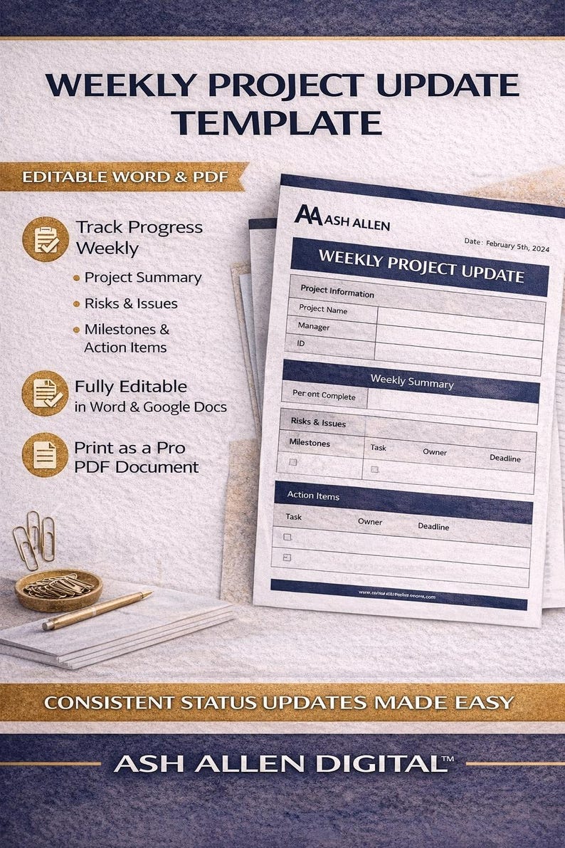 Weekly Project Status Report Template | PMO Update Dashboard Executive ...
