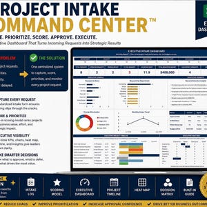 Project Intake Command Center™ | Excel-dashboard voor projectaanvragen | PMO-aanvraagtracker | Inname en prioritering van managementportfolio's