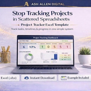 Project Tracker Excel Template | Gantt Chart, Task Tracker & Project Management Dashboard